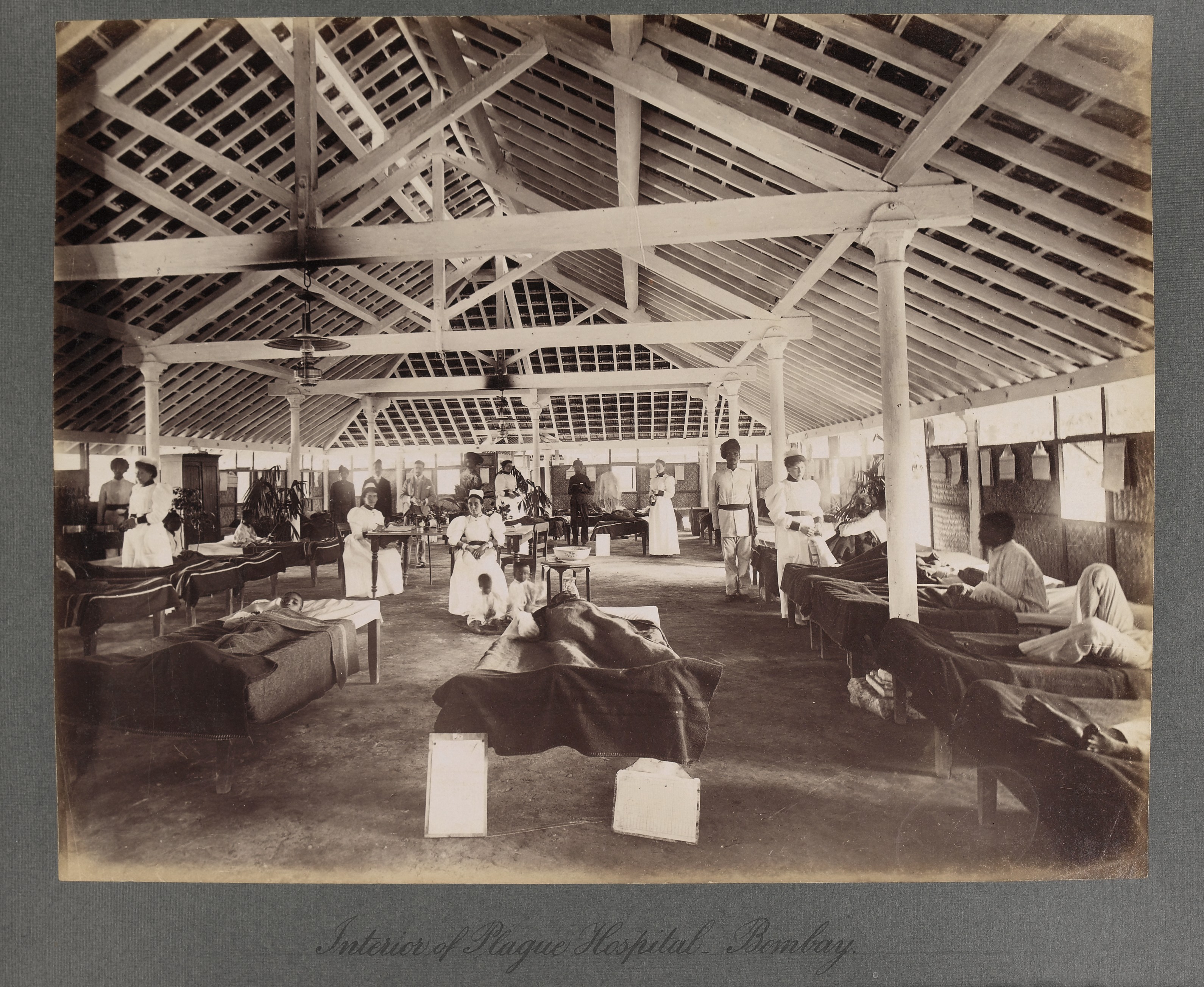 Interior of a temporary hospital for plague victims